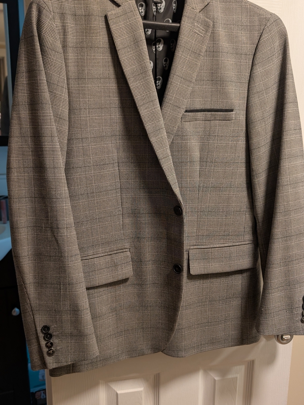 INC International Concepts Men's Glen Plaid Blazer in Gray and Black